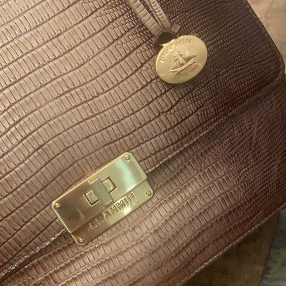 Brahmin Leather Satchel, Glossy taupe/brown. Retail $ 325. Excellent condition. - Picture 6 of 8